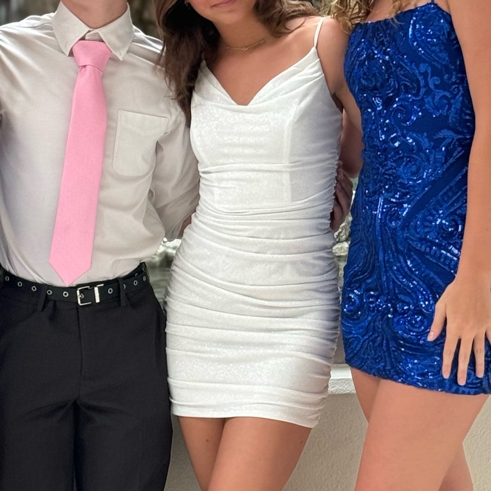 B Darlin Sparkling White Dress